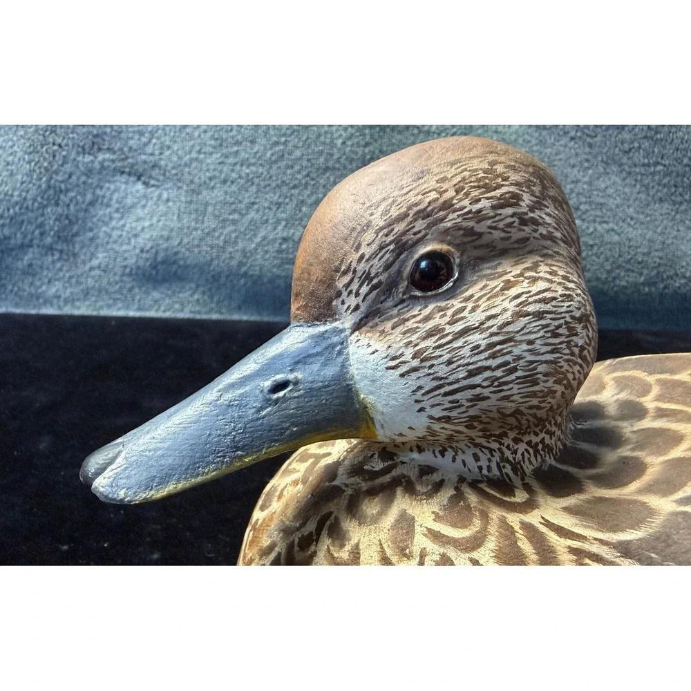 Signed 2003 Hand Painted Wooden Duck Decoy Decorative Folk Art Brown
